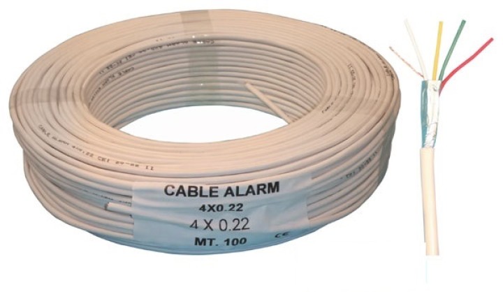 Sheathed flexible cable, 4x0.22 ø4mm, white, 100m phone cable fire alarm cable signal cable sheathed cable burglar alarm wire se
