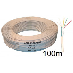 Cable flexible 4 x 0,22 blindado blanco ø4mm (100 metros) para central de alarma sistemas seguridad alarma conexiones cae - 2
