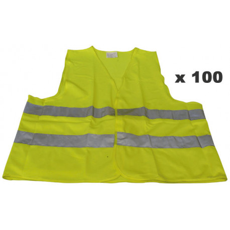 Pack 100 chaleco reflectante tamaño xxl polyester amarillo chalecos seguridad de camino mejoracion visibilidad jr international 
