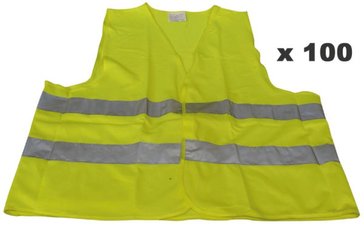 Pack 100 reflective vest size xl 471 class 2 in yellow vests road safety jr international - 1