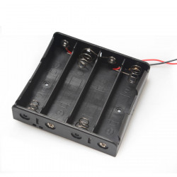 Negro 4 x 3.7V 18650 puntiagudas caso Holder Cables de alambre Tip batería piles44 - 6
