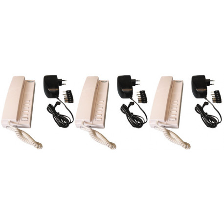 Pack 3 handset intercom wire compatible intercom 5 + 3 alimentacion electrica estable 220vca 12vcc 1000ma alimentaciones electri