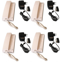 Pack 4 handset intercom wire compatible intercom 5 + 4 alimentacion electrica estable 220vca 12vcc 1000ma alimentaciones electri