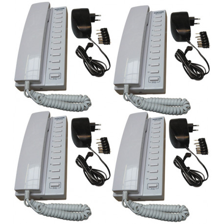 Pack 4 kocom white 12vdc 11 way all master intercom with mounting bracket. powered by 8 x aa batteries + 4 electric power supply