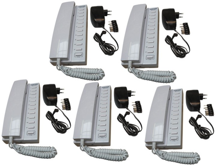 Pack 5 kocom white 12vdc 11 way all master intercom with mounting bracket. powered by 8 x aa batteries + 5 electric power supply