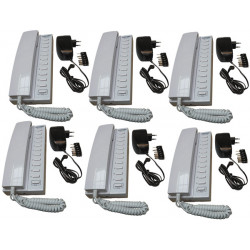 Pack 6 kocom white 12vdc 11 way all master intercom with mounting bracket. powered by 8 x aa batteries + 6 electric power supply