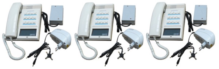 Pack 3 handset intercom cream 12 station master station + 3 intercom power supply jr international - 1