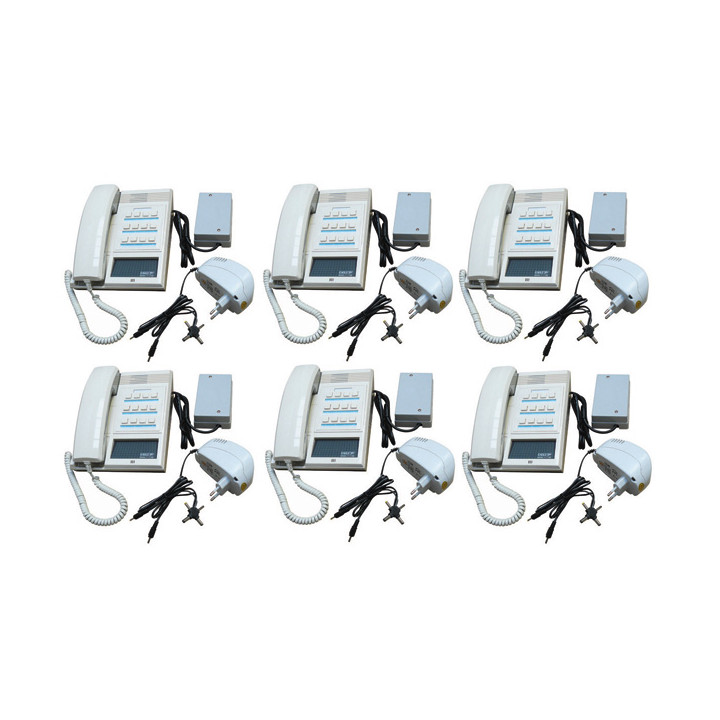 Pack 6 handset intercom cream 12 station master station + 6 intercom power supply jr international - 1