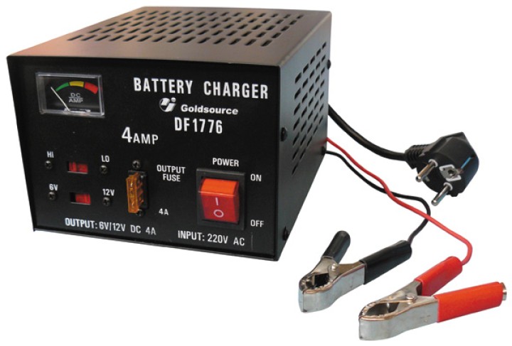 Cargador electronico bateria recargable auto 220vca 6 12vcc 4a (cofre metal) 6v 12v jr international - 1