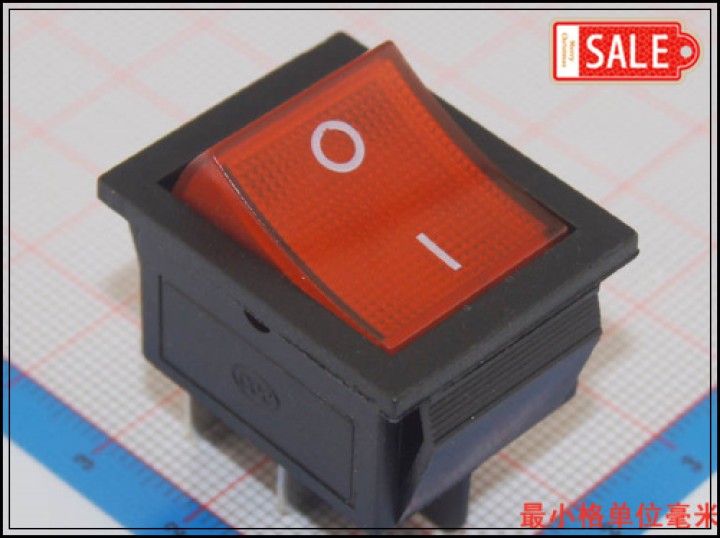 Power rocker switch 10a 250v dpst on off red i o cap velleman - 2
