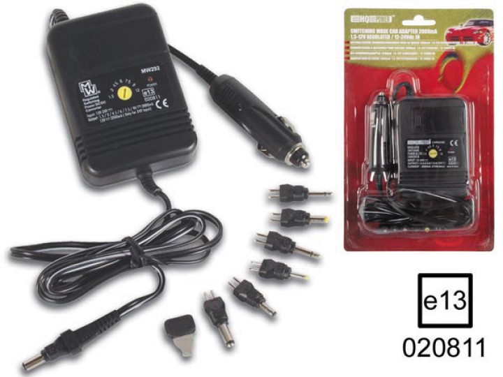 Stabilisierter kfz adapter umschaltbar 2000ma 1.5 12v 12 24vdc in electrovision - 1