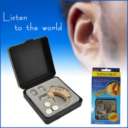 Hearing Amplifier Aid Fits Either Ear (Left or Right) Digital Sound Amplification - Behind The Ear Barely Visible - Adjustable V