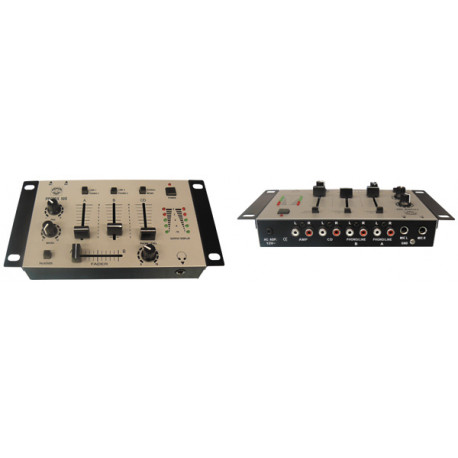 3 kanal stereo mischpult + 2 mikrofoneingange silberne ausfuhrung velleman - 1