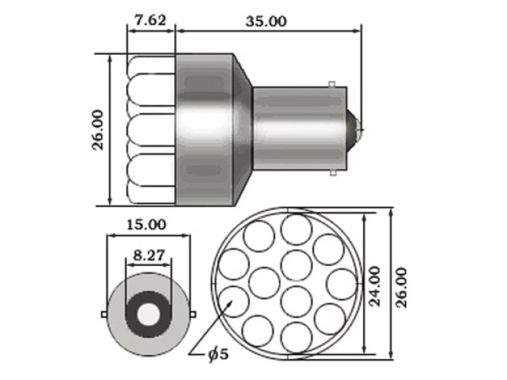 White 12v led car bulb, 12 leds (1pc blister) velleman - 1