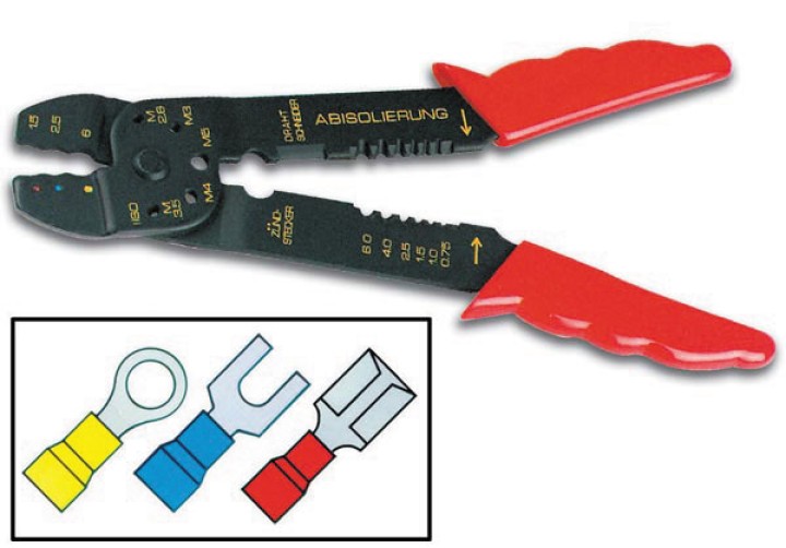 Low cost crimping tool 8' for fast on connectors velleman - 1