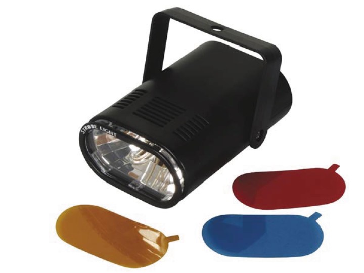 Mini strobe 25w with 3 interchangeable colour filters velleman - 1