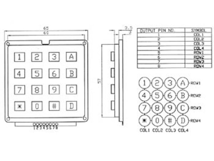 Drucktastenfeld 16 tasten matrix ausgang in blister velleman - 1