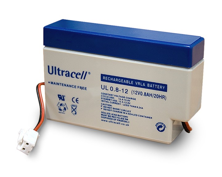 Rechargeable battery 12v 0.8ah 12vcc mp0.8 12 rechargeable battery lead calcium battery ul0.8 1 ultracell - 1