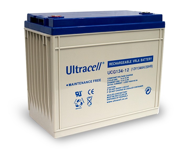Bateria recargable 12v 130ah 134ah solar ucg134 12 eolico acu plomo acumulador estanco impermeable jr international - 1