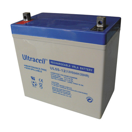 Bateria recargable 12v 55ah ul55 12 solar eolico acumulador ciclico plomo estanco impermeable golf ultracell - 1