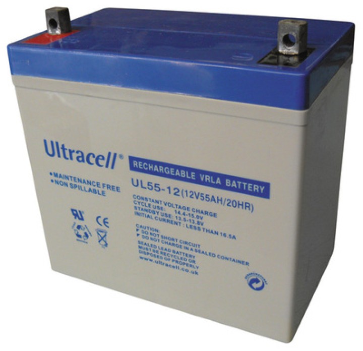 Batteria ricaricabile 12v 55ah accu solare eolia accumulatore ciclico ultracell - 1