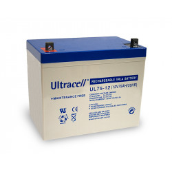 Bateria recargable 12v 75ah 75a ul75 12 solar eolico acumulador gel estanco impermeable plomo ciclico ultracell - 1
