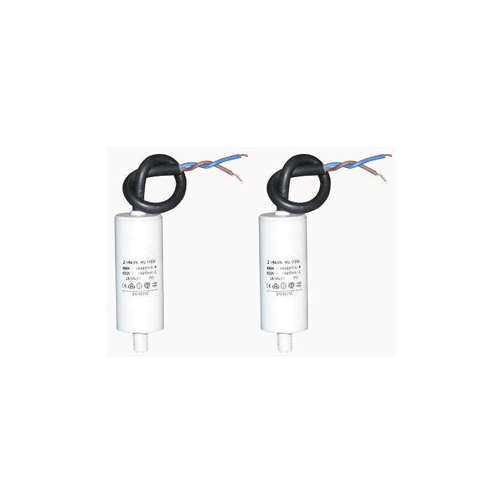 2 X Condensador electrico alambrico condensador 2 micro farad 450v cable arranque motor motorizacion portico jr international - 