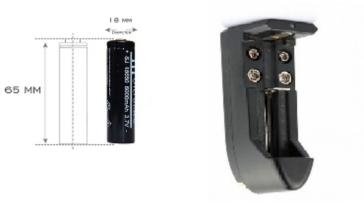 18650 Schwarz 18650 Li-Ion 3,7 V 6000mAh Akku für Fackel-Scheinwerfer- + charge jr international - 1