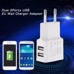 USB Power 2A Dual 2Ports EU Wall Charger Adapter for Samsung for iPhone for HTC jr international - 1