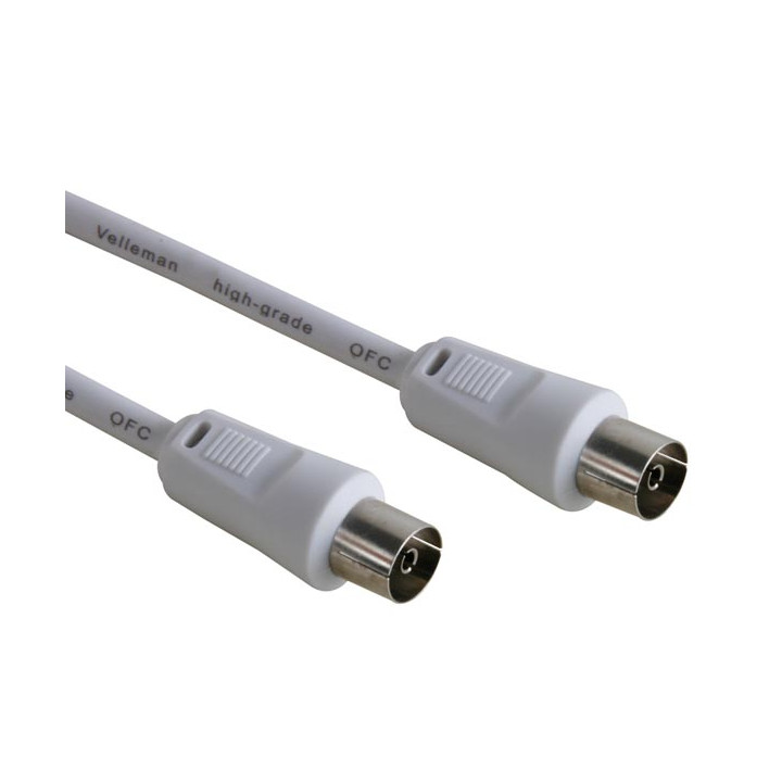 tv Koaxialkabel TV-Koax-Stecker auf Buchse 7.5m weiß avb026 / 7.5 velleman - 1