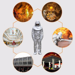 Coverall in aluminium resist to heat up to 1000°c agreement ga88 94 protection gloves helmet size M alibaba - 4