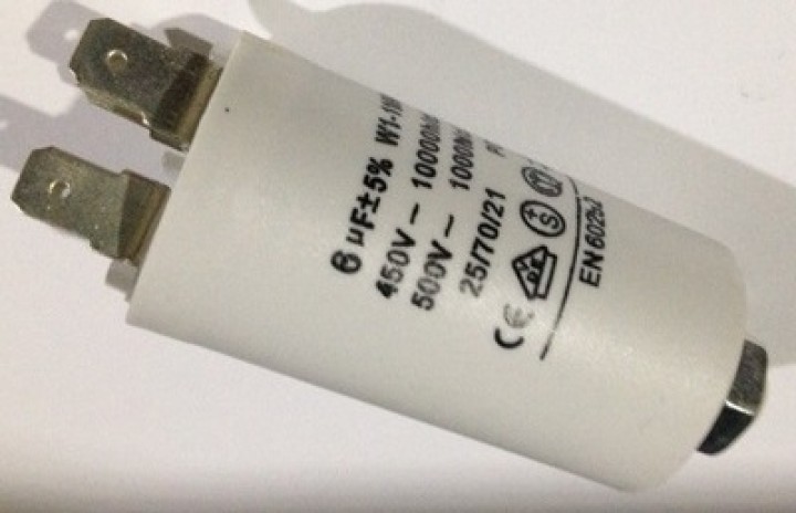 Capacitor 6 mf 6.3 micro farad 450v 50 60 hz universal motor start capacitor with terminal w1 11006 bosch - 1