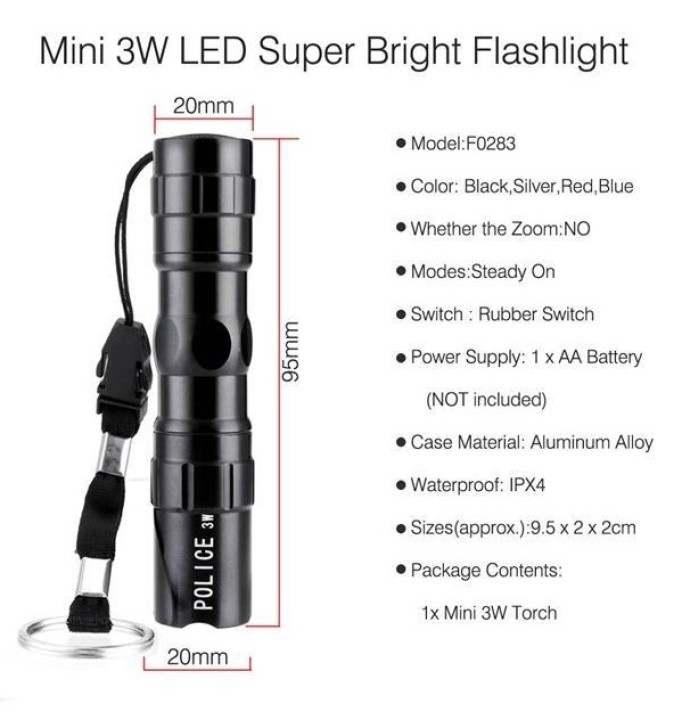 Torche led 3w cree lumière q5 mini lampe eclairage jr international - 9