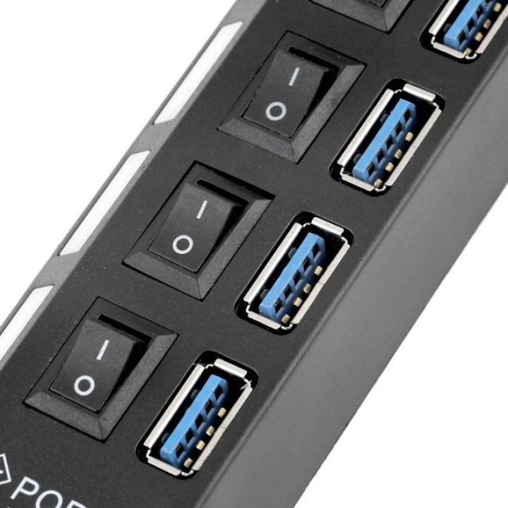 High Quality ON/OFF Sharing Switch Mini 7 Port USB 2.0 High Speed HUB Black For Laptop for PC Black ergonomic design. jr interna