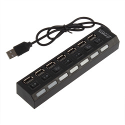 Hochwertiger EIN / AUS-Sharing-Schalter Mini 7 Port USB 2.0 High Speed HUB Schwarz für Laptop für PC Schwarzes ergonomisches Des