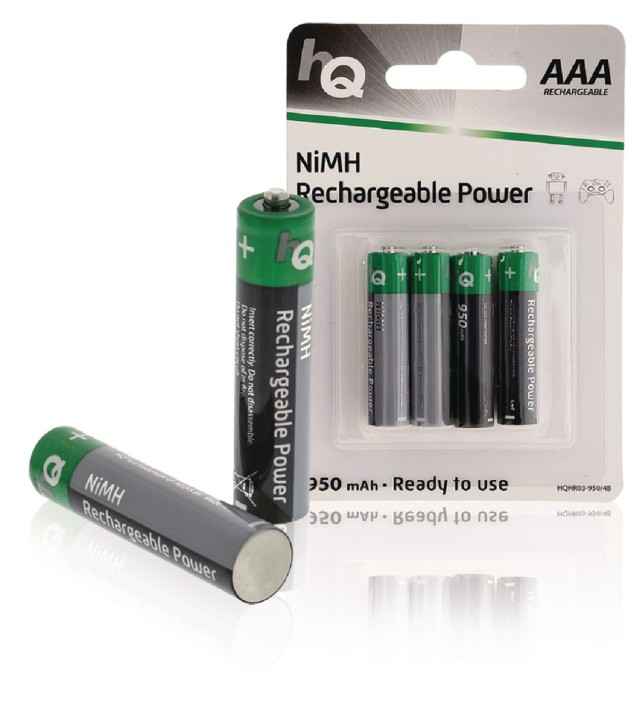 4 NiMH-Akku AAA 1,2V 950mAh Blister von 4 Batterien HQHR03-950 / 4B nedis - 4