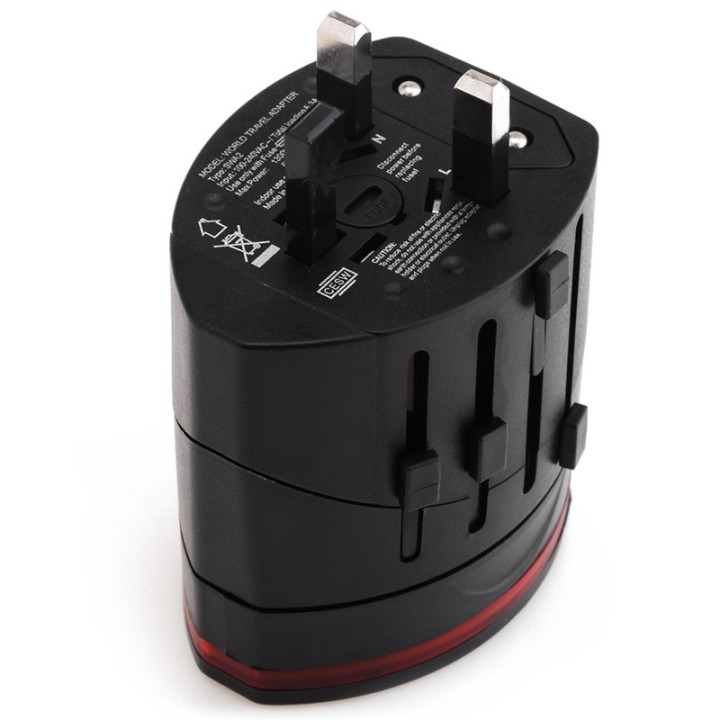 Adattatore 2 USB presa elettrica viaggio 150 paesi europa america usa gran bretagna uk australia skross - 2