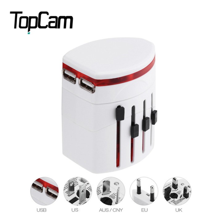 Adaptador 2 USB enchufe electrico viaje 150 pais europa america usa gran bretana uk australia skross - 1