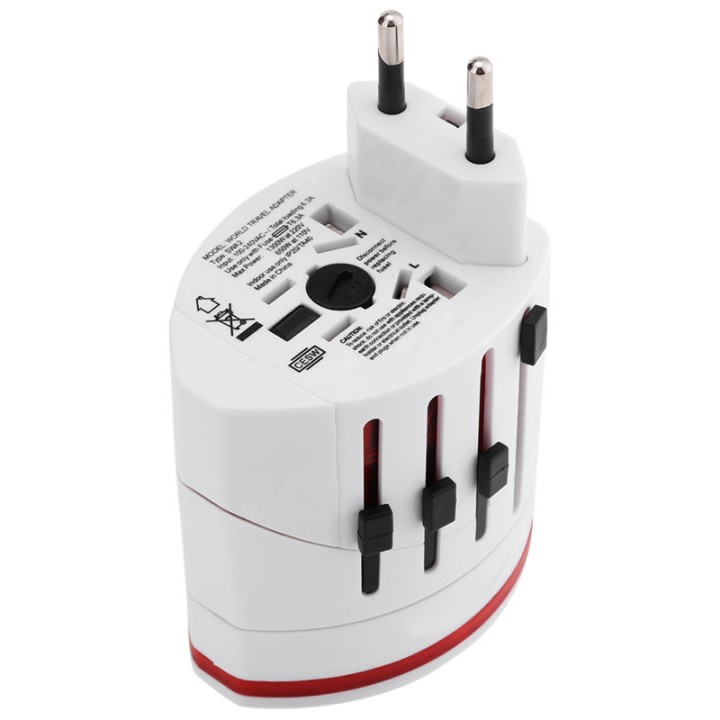 Adaptador 2 USB enchufe electrico viaje 150 pais europa america usa gran bretana uk australia skross - 1