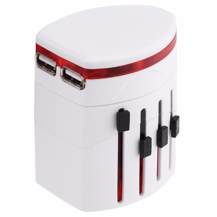 Adaptador 2 USB enchufe electrico viaje 150 pais europa america usa gran bretana uk australia skross - 3