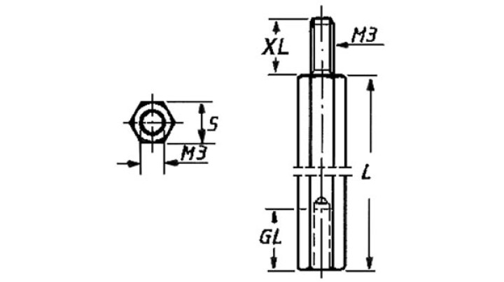 SEPARADOR HEXAGONAL DE METAL 20mm M3 - MACHO / HEMBRA velleman - 1
