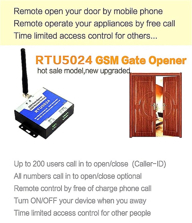 GSM Gate Opener Relay Switch Remote Access Control Wireless Door Opener By Free Call RTU5024 App Support jr international - 1