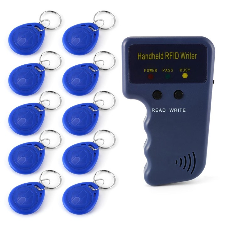Tarjeta copiadora duplicadora programador cerca de 125 KHz etiqueta RFID (10 insignias en blanco incluidos) jr international - 6