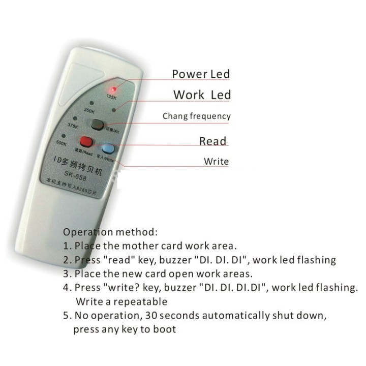4 frecuencia RFID copiadora / duplicador / Cloner ID EM lector y escritor + 3pcs EM4305 T5577 escritura keyfob jr international 