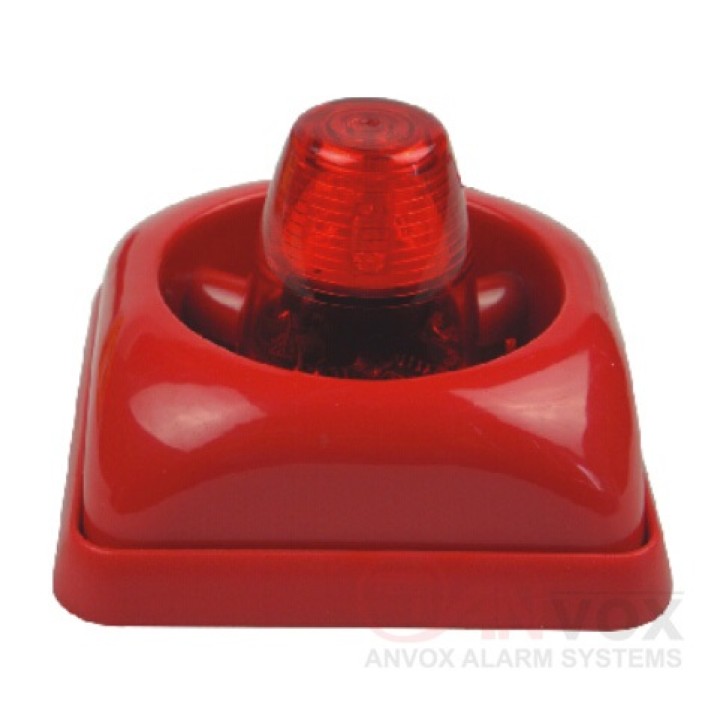 Sirene incendie fl-1l 95db 12v 24v 200ma rouge avec flash systeme alarme sonore jr international - 1
