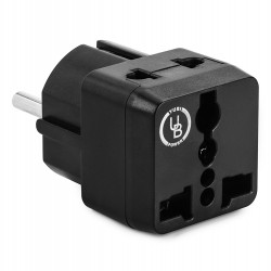 European Plug Adapter von Yubi Power 2 in 1 Universal Travel Adapter mit 2 Universal Outlets - 1 Pack - Schwarz - Shucko Typ E /