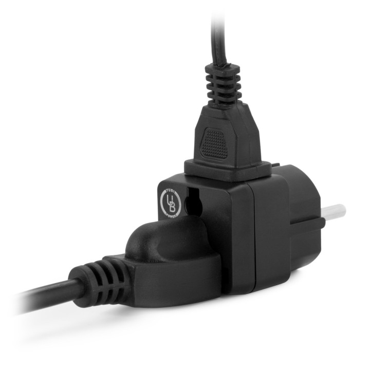 European Plug Adapter by Yubi Power 2 in 1 Universal Travel Adapter with 2 Universal Outlets - 1 Pack - Black - Shucko Type E / 