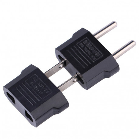 Set 2 EU to US Plug Adapter and US to EU Plug Adapter Socket Adaptor Travel Converter Black