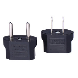 Set of 2 EU to US Plug Adapter and US to EU Plug Adapter 2-pin Socket Adaptor Travel Converter Black jr international - 1