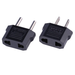 Set of 2 EU to US Plug Adapter and US to EU Plug Adapter 2-pin Socket  Adaptor Travel Converter Black